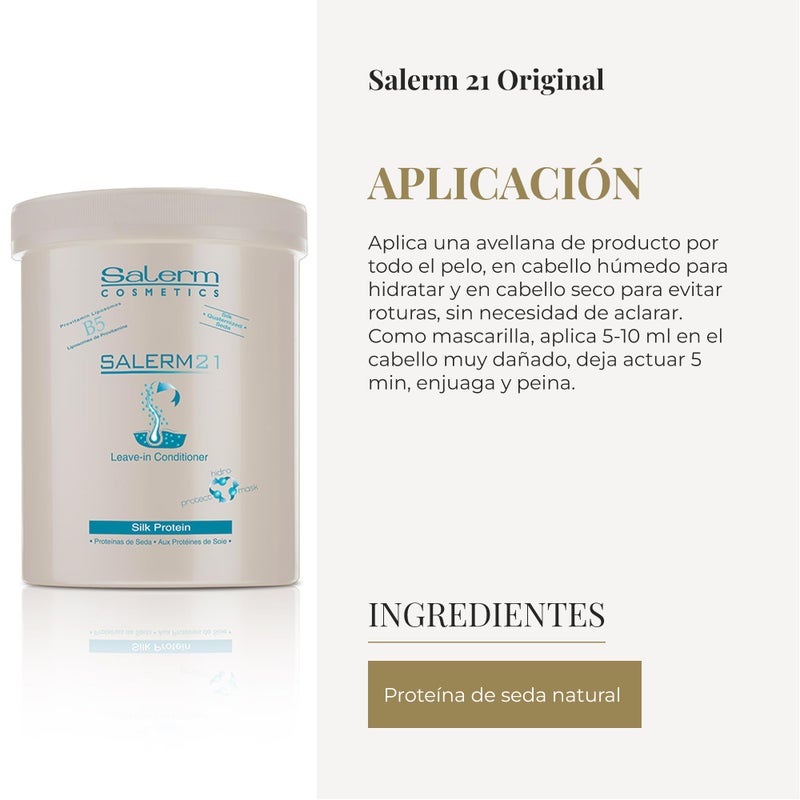 SALERM - Instant Hair Conditioner 21 Silk Protein - 1000 ml - Leave-In or Rinse-Out Conditioner - with Silk Proteins - Heat Protector and Hydrating - Image 4