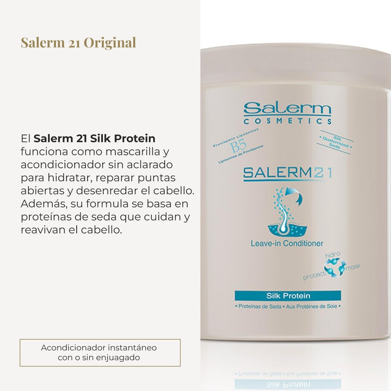 SALERM - Instant Hair Conditioner 21 Silk Protein - 1000 ml - Leave-In or Rinse-Out Conditioner - with Silk Proteins - Heat Protector and Hydrating - Image 2