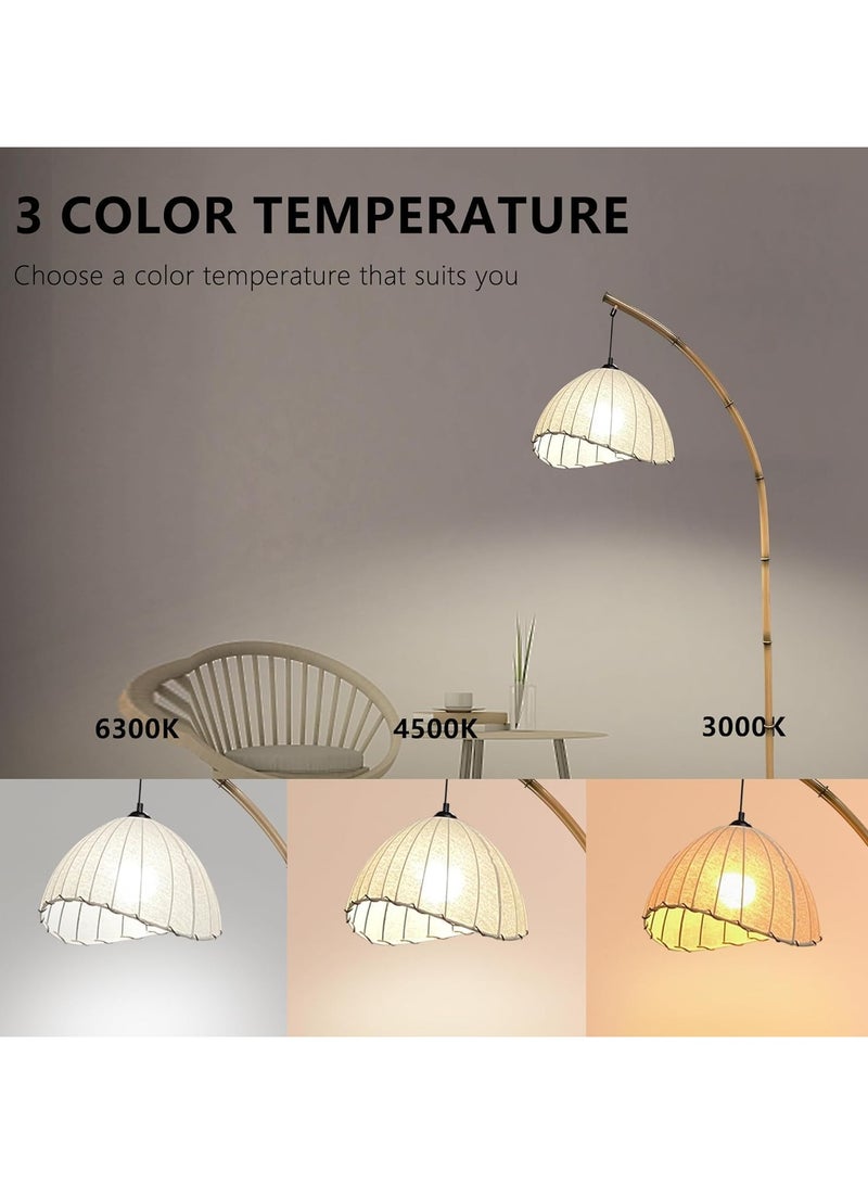 DOMUIK Floor Lamp for Living Room with Brightness Adjustment, Modern Arc Floor Lamp with Fabric Lampshade, Vintage Standing Lamp for Bedroom, Office, Study Room(G)  - Image 3