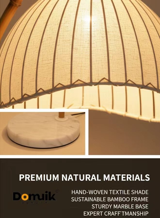 DOMUIK Floor Lamp for Living Room with Brightness Adjustment, Modern Arc Floor Lamp with Fabric Lampshade, Vintage Standing Lamp for Bedroom, Office, Study Room(G) - Image 5