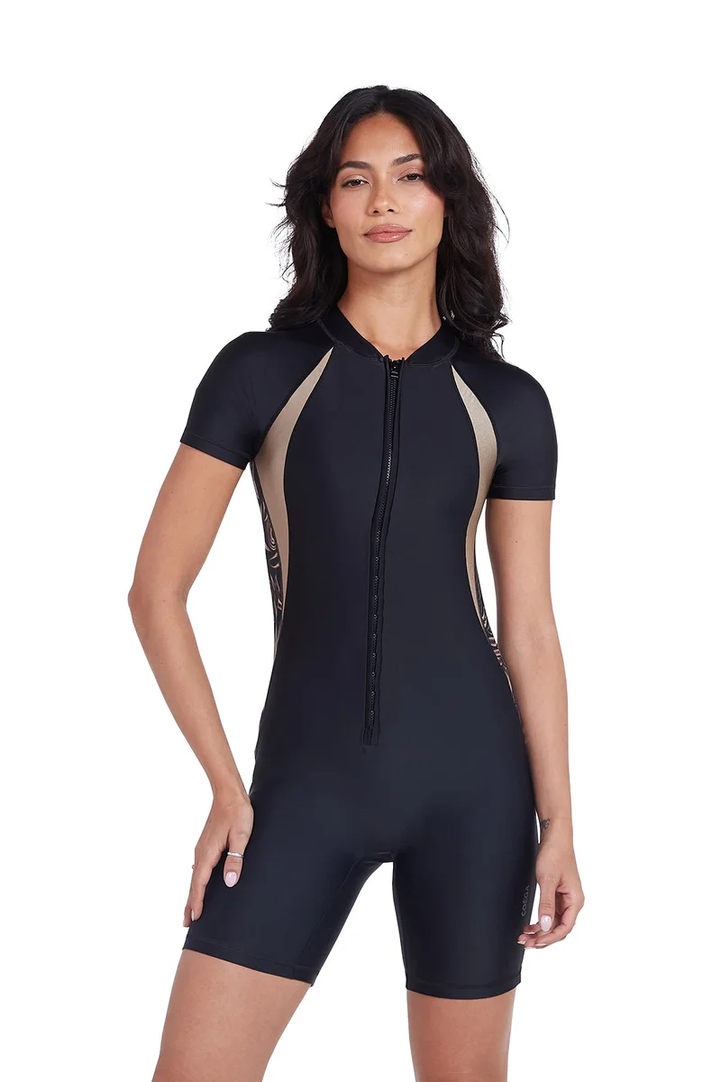 COEGA SUNWEAR COEGA Ladies  Slim-Kini Short Length - Nero Golden Swirls