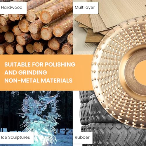 Serplex® 5Pcs Angle Grinder Wood Carving Disc Set, 4 and 4 1/2 Angle Grinder Attachments with 5/8 inch Arbor, Stump Grinder Tool Grinding Wheel Shaping Disc for Wood Cutting, Grinder Cutting Wheel - Image 4