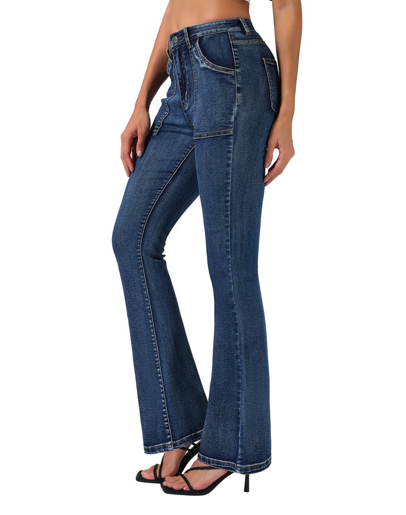 roswear Flare Jeans for Women Bootcut Stretchy Slim Fit Denim Pants Fall Outfits Blue Small - Image 1