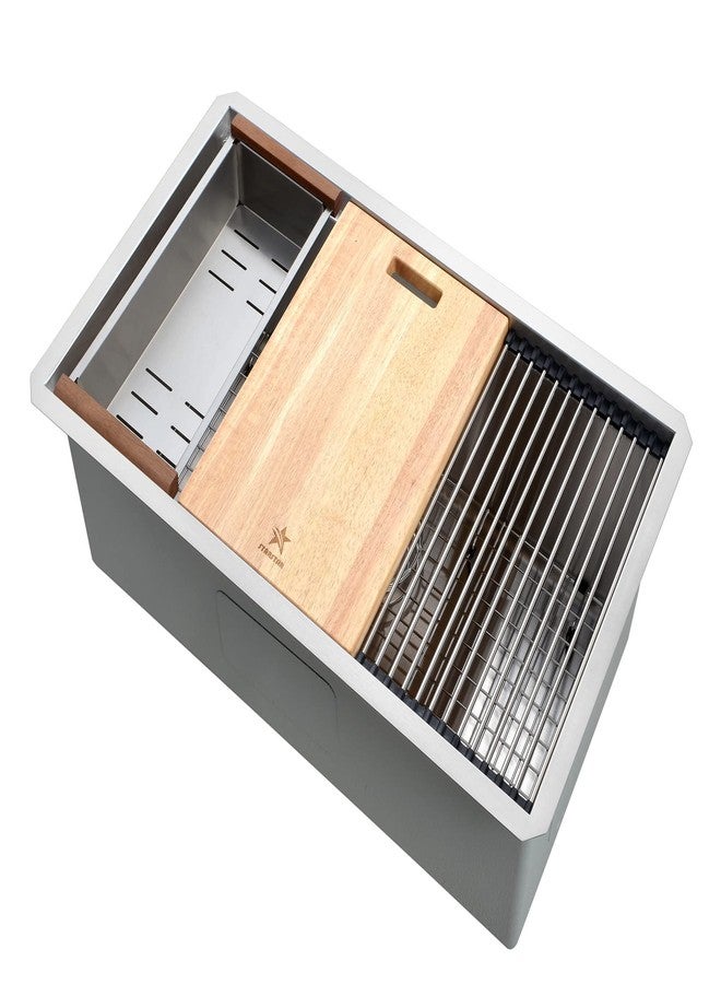 STARSTAR Stainless Steel Colander For Workstation Kitchen Sink (Wood Cover, 16.8 W - 8 L) - Image 2