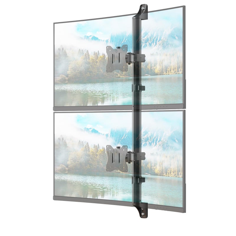 PUTORSEN Dual Monitor Wall Mount - Vertical Stacked Monitor Wall Mount for 17-32 inch Screens,Holds up to 19.8 lbs per Monitor,VESA 75x75/100x100mm,Black - Image 1