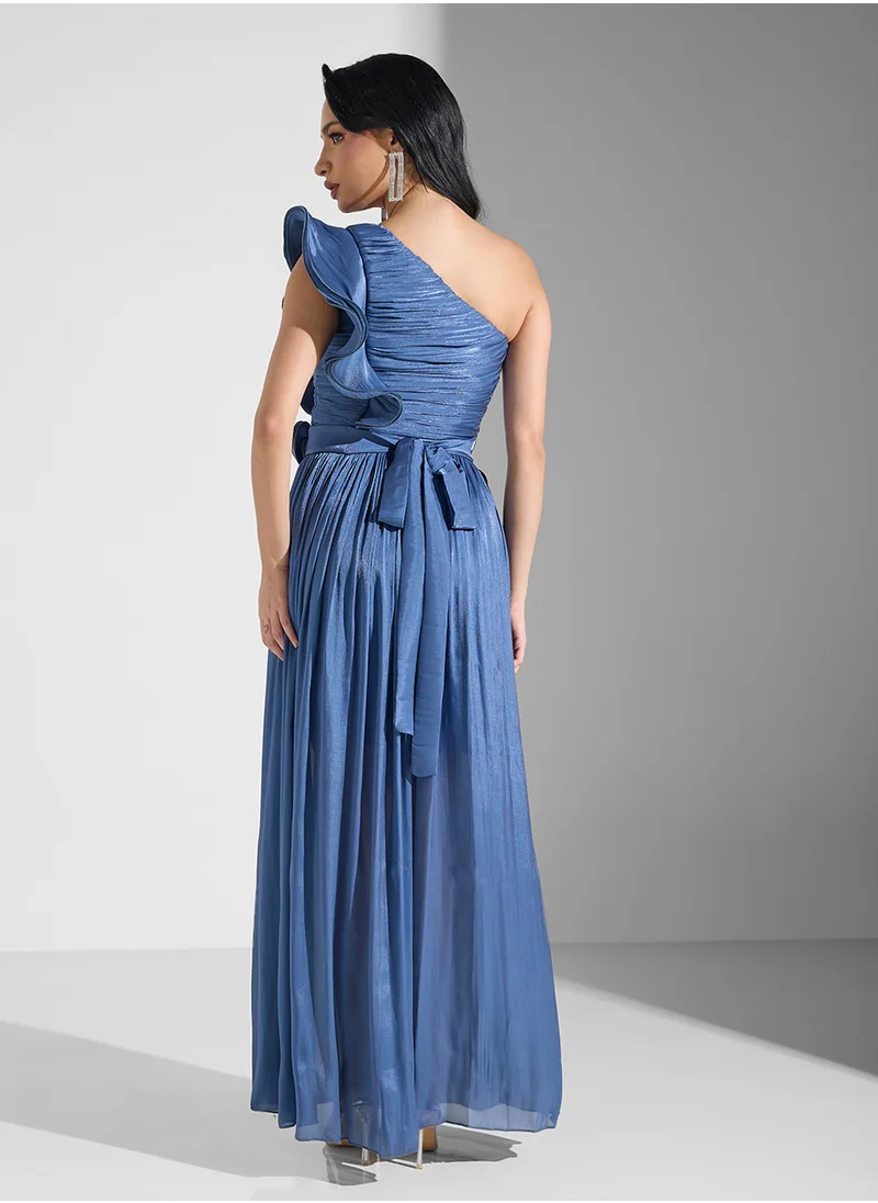 نمشي x One Shouldered Ruched Dress With Slit