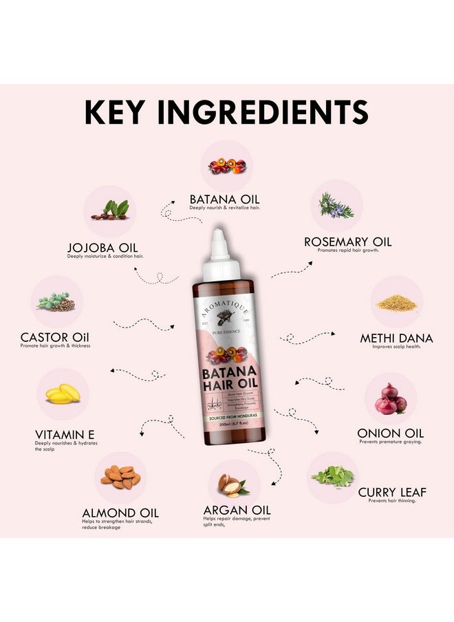 AROMATIQUE Batana Oil Enriched With Rosemary, Argan, Onion, Castor Oil & More - Batana Oil For Hair Growth - Nourishes Hair & Adds Shine - Batana Oil (200 Ml)  - Image 2
