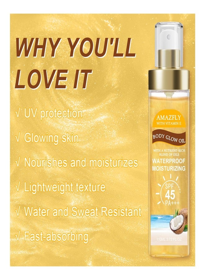 Scarman Body Glow Oil, SPF 45 PA+++, Sunscreen Body Oil with Gold Mica, Moisturizing Coconut with Vitamin E, Glow Moisturizer, Lightweight, Water Resistant, 3.72 fl oz,GOLD - Image 4