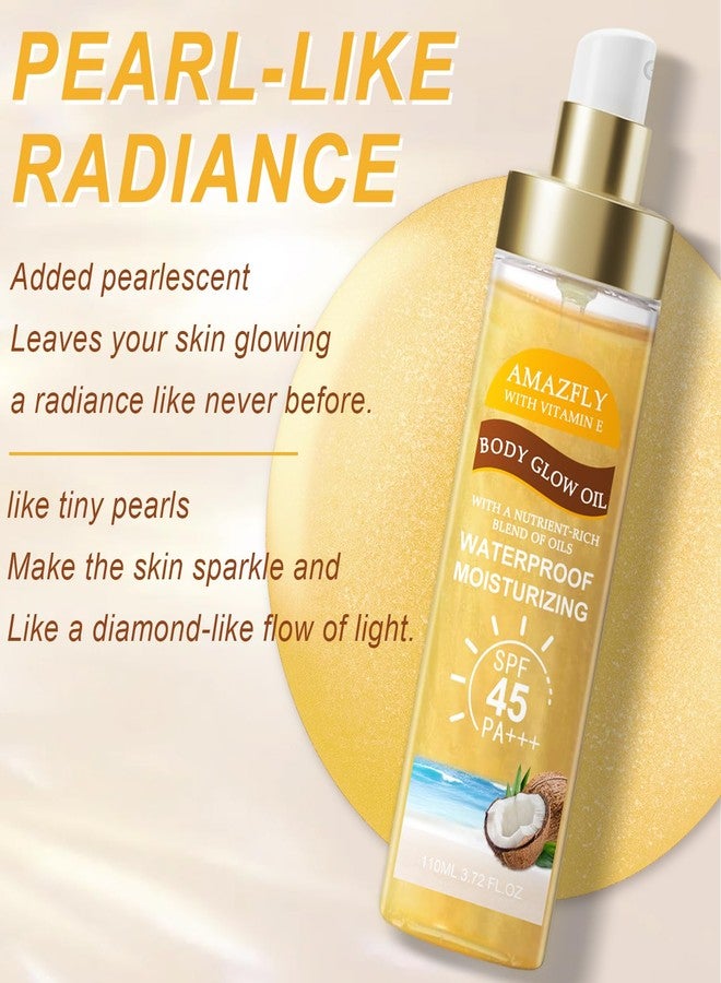 Scarman Body Glow Oil, SPF 45 PA+++, Sunscreen Body Oil with Gold Mica, Moisturizing Coconut with Vitamin E, Glow Moisturizer, Lightweight, Water Resistant, 3.72 fl oz,GOLD - Image 3
