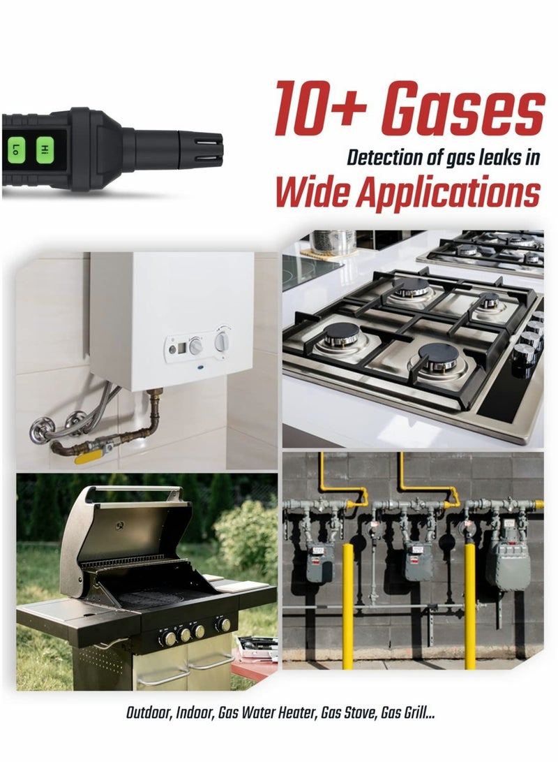 SYOSI Gas Leak Detector, Natural Gas Detector with Audible & Visual Alarm, Portable Gas Sniffer to Locate Combustible Gas Leak Sources Like Methane, Propane for Home(Includes Battery x2)- Black - Image 3