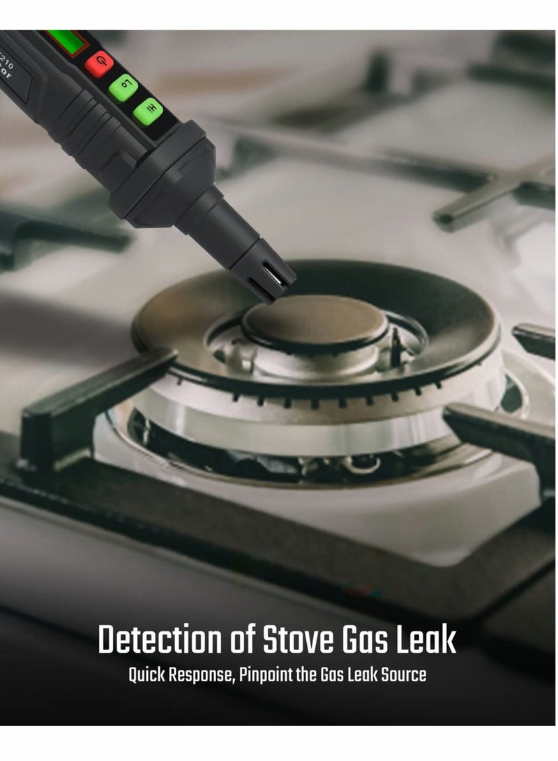 SYOSI Gas Leak Detector, Natural Gas Detector with Audible & Visual Alarm, Portable Gas Sniffer to Locate Combustible Gas Leak Sources Like Methane, Propane for Home(Includes Battery x2)- Black - Image 2