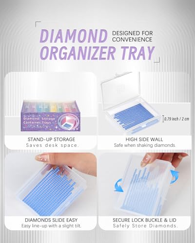 Forever young ForeverYoung 8pcs Diamond Painting Storage Containers Trays, Purple, 2-in-1 Diamond Art Storage & Trays with Lids - Image 5