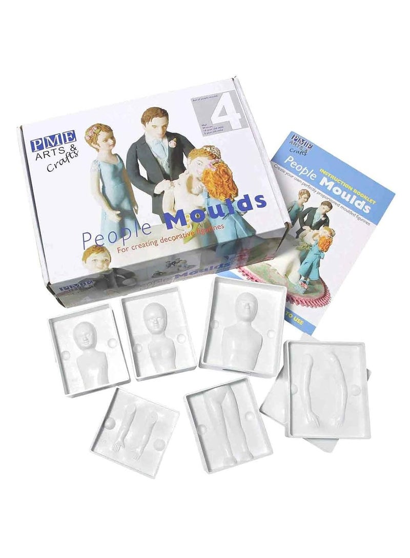 Cake Decor 4 Set Fondant 3D People Shaped Cake Figure Mold Family Set Human Body Decorating Mould for Men Women Children Set of 24 Pieces - Image 2