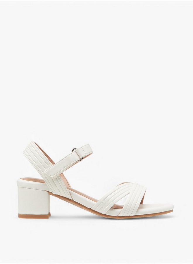 Celeste Girls' Block Heel Sandals with Hook and Loop Closure  - Image 3