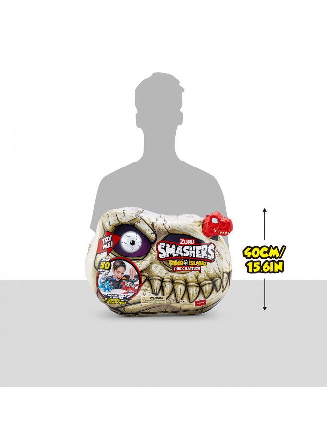 Smashers Dino Island T-Rex Battles (Red Version) by ZURU 50+ Surprises Boys Collectible Dinosaur T-Rex Triceratops Surprise Slime Sand Compounds Discovery - Image 3