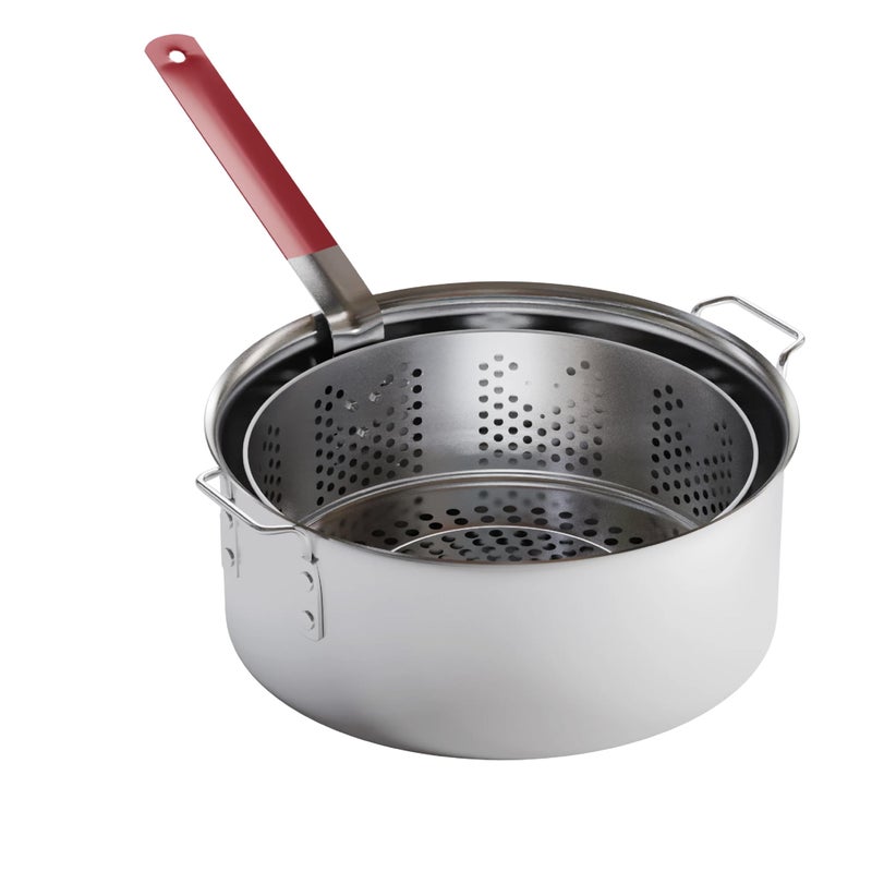 GasOne Gas One Aluminum Cooking Pot Deep Fryer with Basket â€“ 10QT Aluminum Fry Pot with Easy Grip Handle â€“ Durable Food Grade Outdoor Fryer with Perforated Strainer Basket â€“ Ideal for Seafood, Chicken - Image 1