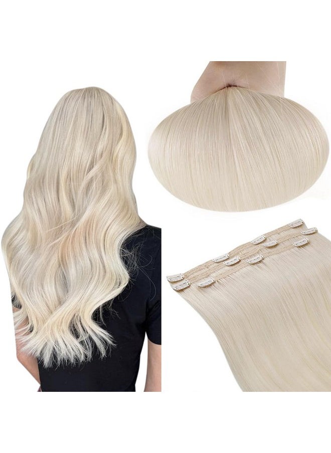 RUNATURE Platinum Blonde Hair Extensions Clip In Human Hair Extensions Short Clip In Hair Extensions Human Hair 10 Inch Blonde Clip In Extensions Real Human Hair Double Weft Full Ends 50G 3Pcs  - Image 1