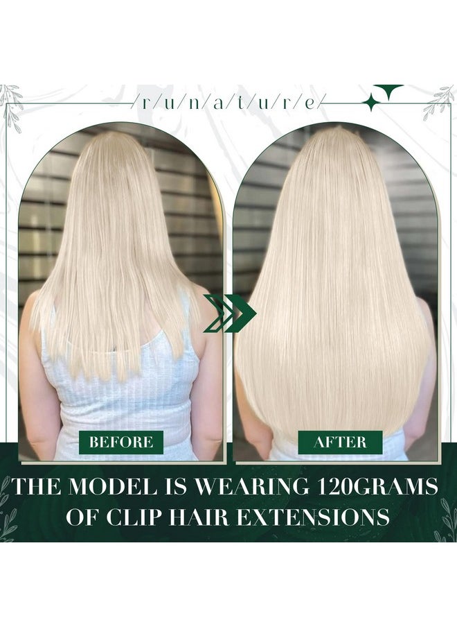 RUNATURE Platinum Blonde Hair Extensions Clip In Human Hair Extensions Short Clip In Hair Extensions Human Hair 10 Inch Blonde Clip In Extensions Real Human Hair Double Weft Full Ends 50G 3Pcs  - Image 5