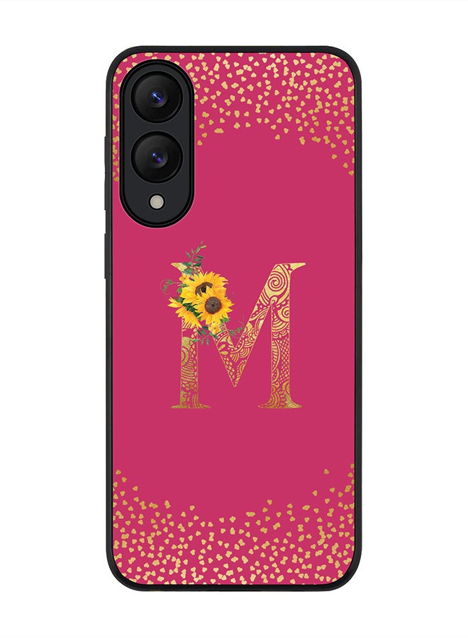 Stylizedd For Samsung Galaxy S25 Edge Case,Slim fit Camera Protection, Shockproof Thin Phone cover  - Custom Floral Monogram - M ( Deep Pink )