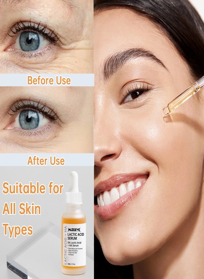 MIZEEYE Lactic Acid Serum For Women, 30ML Moisturizing Lactic Acid 5% + Hyaluronic Acid Face Serum For Exfoliating, Dry Skin. - Image 4