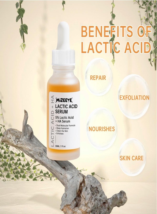MIZEEYE Lactic Acid Serum For Women, 30ML Moisturizing Lactic Acid 5% + Hyaluronic Acid Face Serum For Exfoliating, Dry Skin. - Image 2