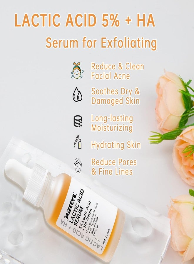 MIZEEYE Lactic Acid Serum For Women, 30ML Moisturizing Lactic Acid 5% + Hyaluronic Acid Face Serum For Exfoliating, Dry Skin. - Image 5