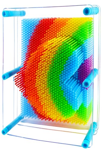 Sharkwill 3D Pin Art Intellectual Fun Toy Rainbow Pin Art Palm Board Extra Large6 x8 Inches Arouse Sense of Imagination Innovative Boundless Creativity - Image 1
