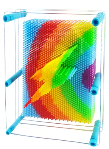 Sharkwill 3D Pin Art Intellectual Fun Toy Rainbow Pin Art Palm Board Extra Large6 x8 Inches Arouse Sense of Imagination Innovative Boundless Creativity - Image 5