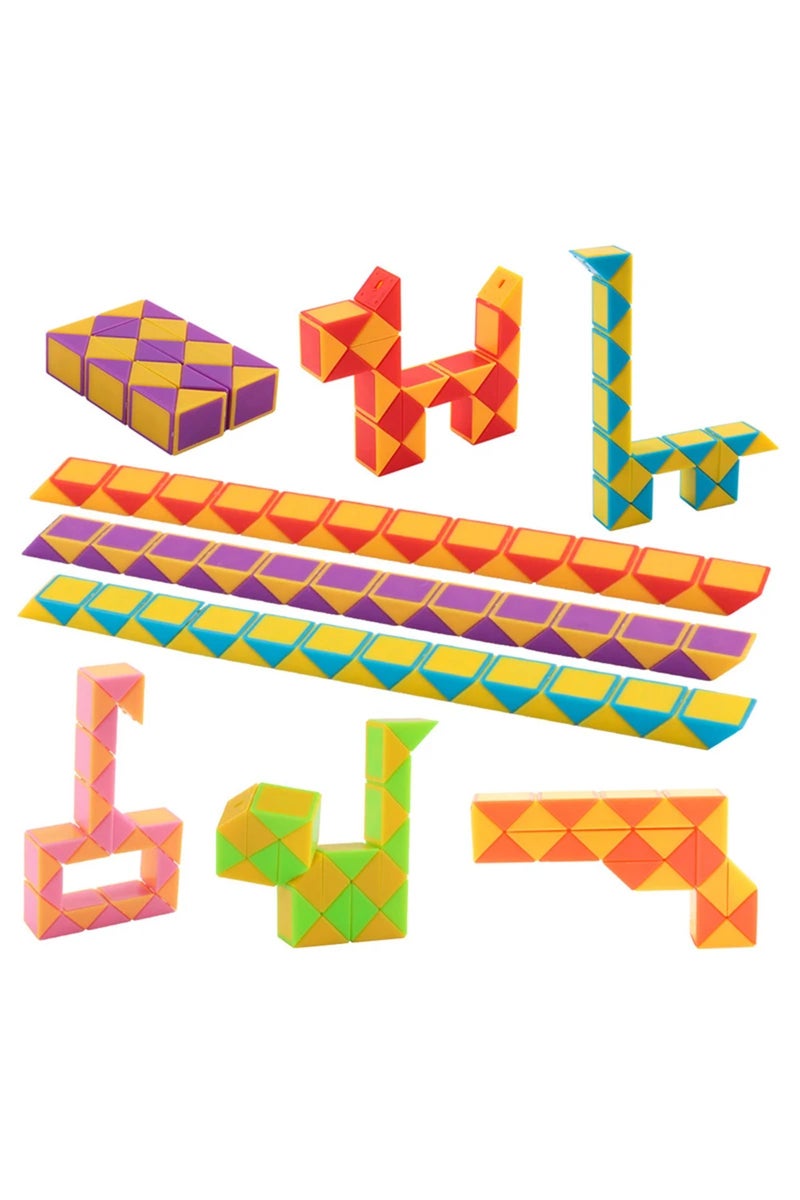 erorex 12PCS 12/30Pcs Puzzle Folding Snake Ruler Puzzle Cube Educational Toys for Kids Birthday Party Favor