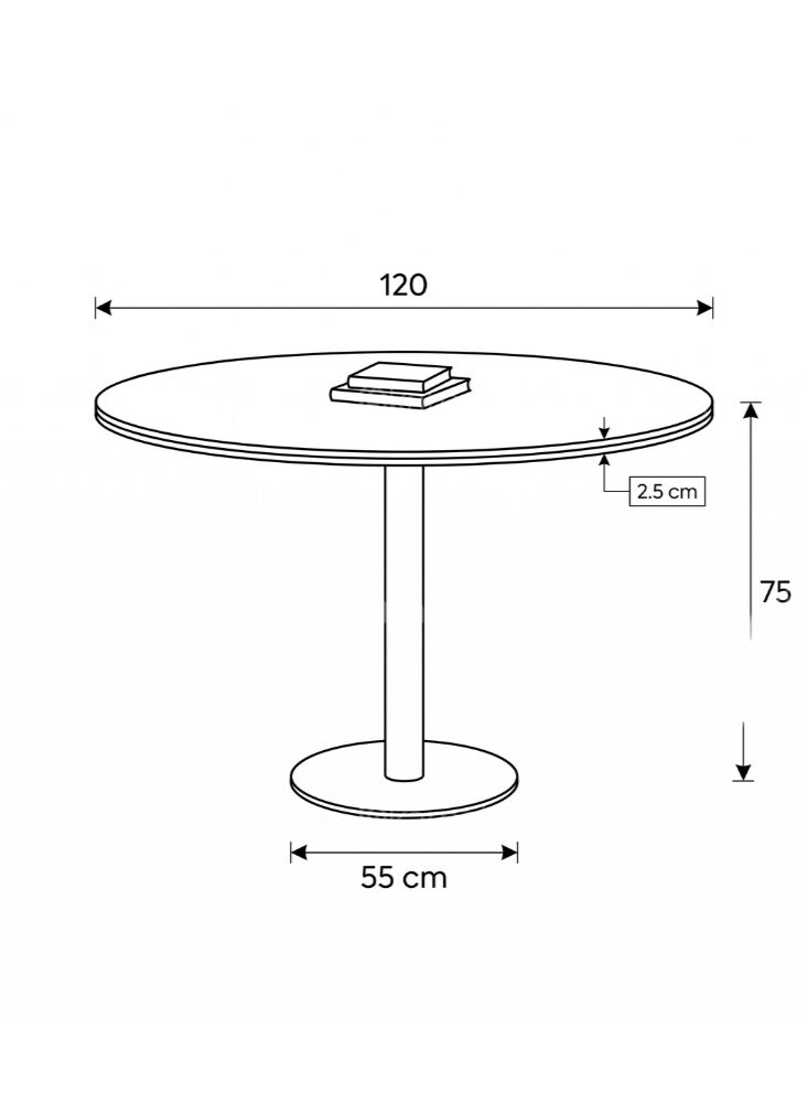 KARNAK Urbanique Round Table 120cm White Laminate Top with Chrome Base Modern Dining Meeting Table - Image 5