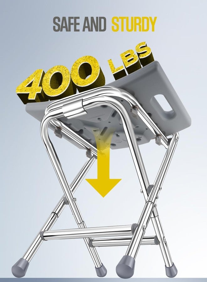 Brosive Folding Shower Chair for Inside Shower, 400lbs Foldable Shower Stools, Portable Travel Shower Seat, Stainless Steel Small Shower Chair for Seniors, Disabled, Adults, Gray - Image 3