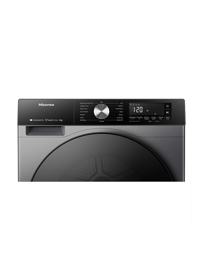 Hisense 8 kg Heat Pump Tumble Dryer, 15 Programs, Auto Dry, Smart Wi-Fi Feature with ConnectLife, Quick Wash, Pause & Add Function - 8 kg DH3S802BT2 Titanium/Grey - Image 4