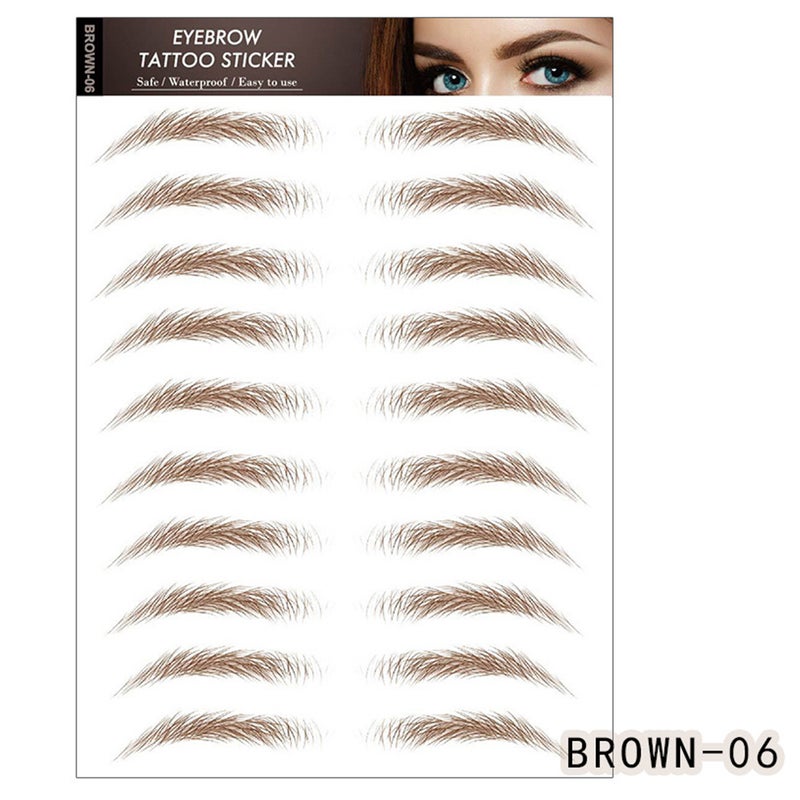 6D Eyebrow Tattoos Stickers Eyebrow Water Transfers Stickers Hair-Like Waterproof Eyebrow Stickers for Brow Grooming Shaping Assorted Styles for Women & Girls - Image 1