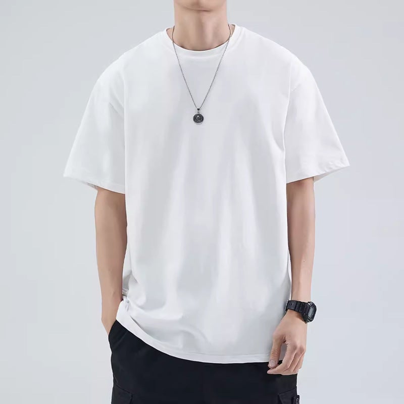 100% Pure Cotton 200G Xinjiang Cotton Heavy Combed Cotton Round Neck Bottoming T-Shirt Short-Sleeved T-Shirt For Men And Women Casual And Breathable - Image 2