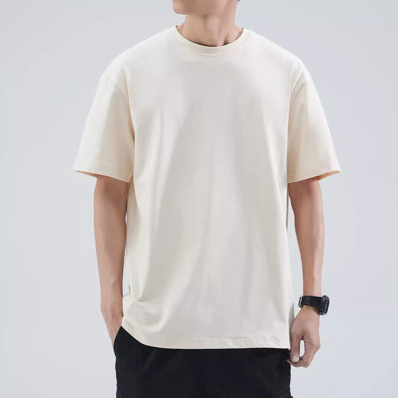 100% Pure Cotton 200G Xinjiang Cotton Heavy Combed Cotton Round Neck Bottoming T-Shirt Short-Sleeved T-Shirt For Men And Women Casual And Breathable - Image 4
