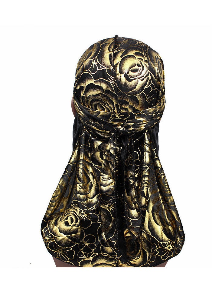 Generic High-Quality Rose Silk Durag Cap Red Gold  - Image 5