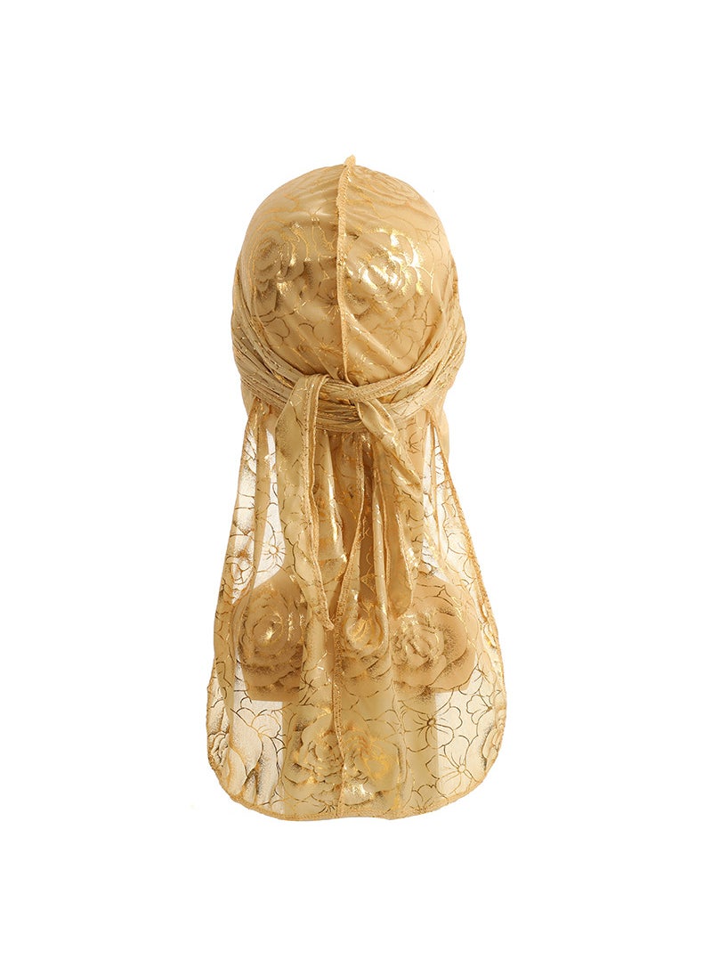 Generic High-Quality Rose Silk Durag Cap Red Gold  - Image 3