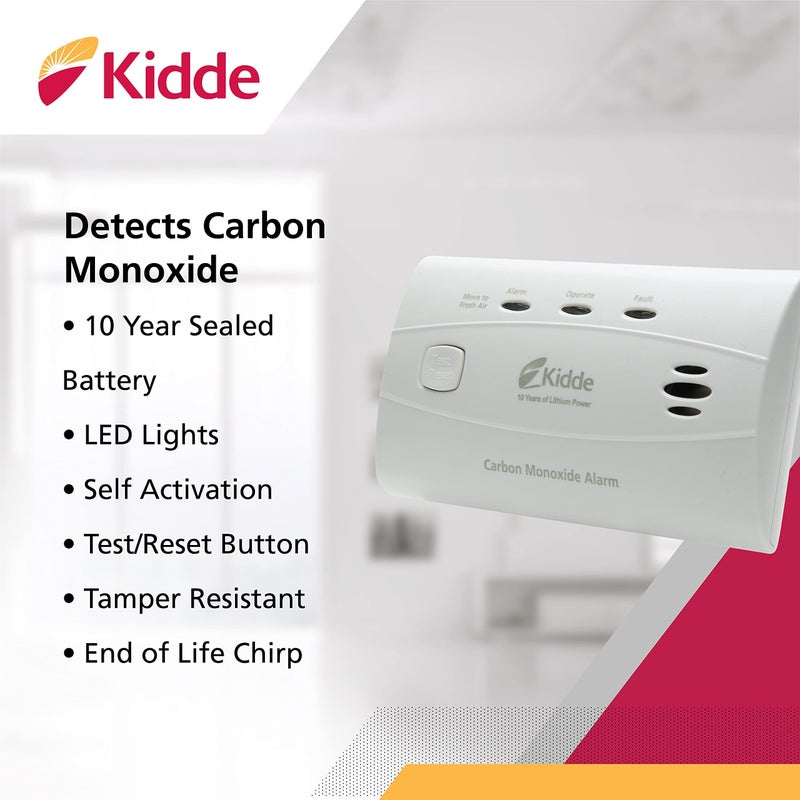 Kidde Carbon Monoxide Detector with 10-Year Battery, 3 LEDs, Replacement Indicator, Test-Reset Button - Image 2