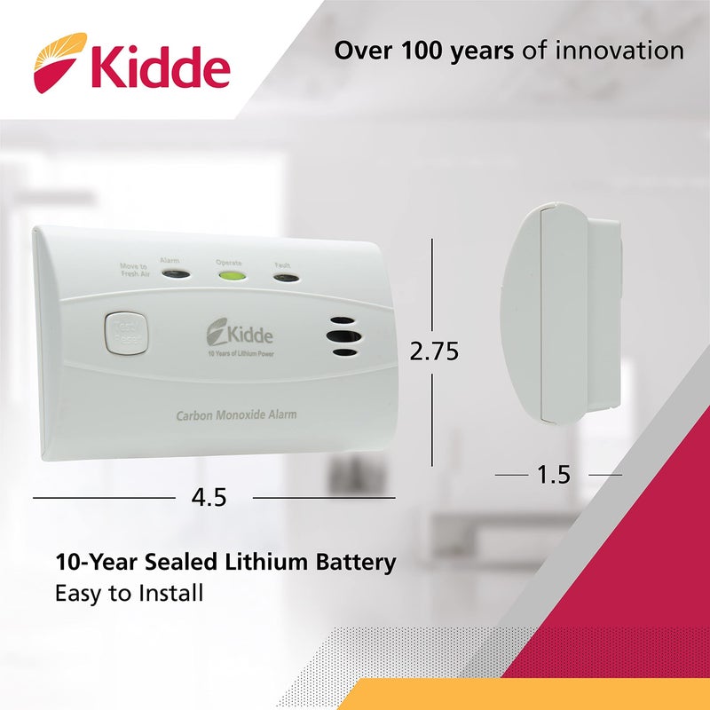 Kidde Carbon Monoxide Detector with 10-Year Battery, 3 LEDs, Replacement Indicator, Test-Reset Button - Image 3