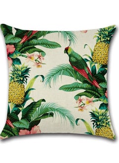 Y&D Throw Pillow Covers Green Cushion Leaf, Tropical linen pillow covers with flamingo, Pack of 4 square jungle throw pillowcase, For sofa, couch, bedroom outdoor cushions 45 cm x  - Image 4