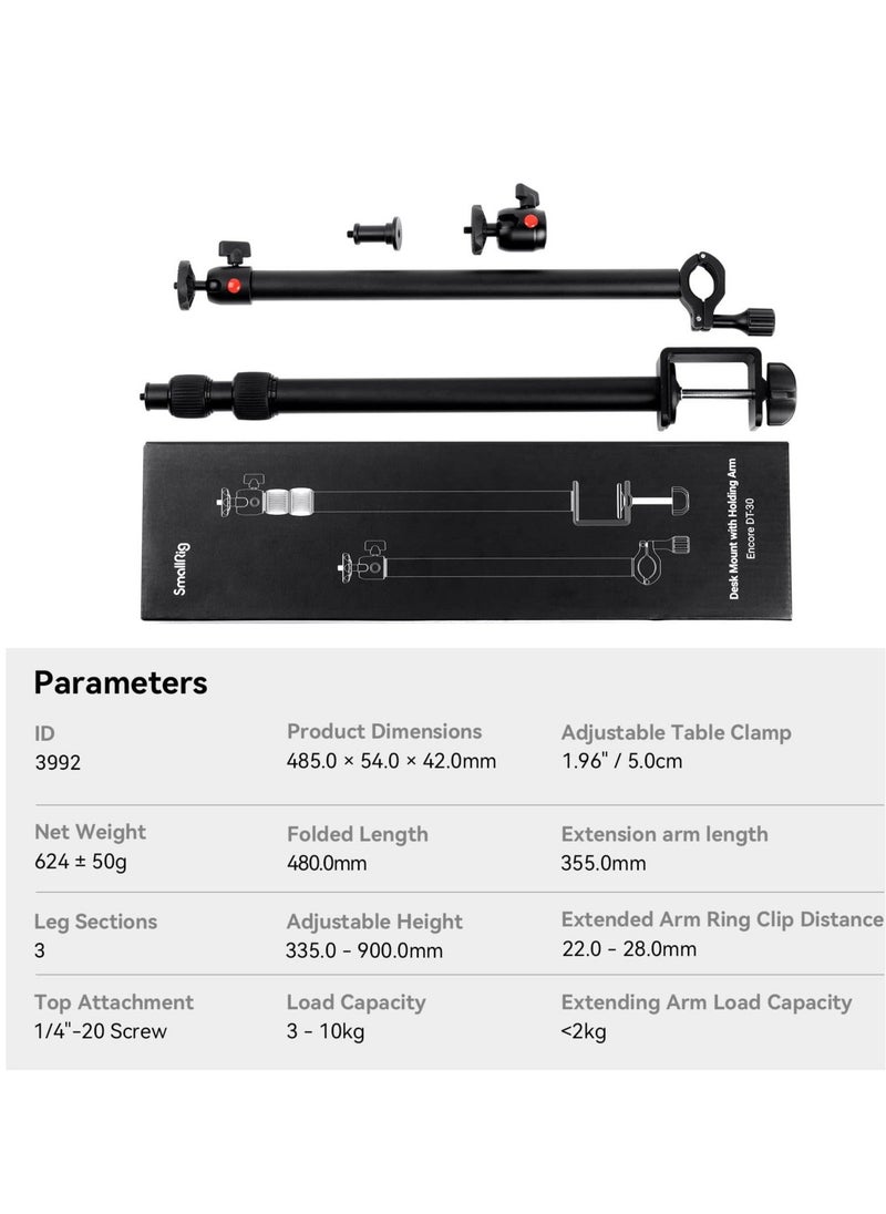 Generic - For SMALLRIG aCamera Desk Mount,13"-35.4" Adjustable Table Camera Mount, Telescopic Extension Arm 3992, Suitablefor Camera, Ring Light, Live Streaming, Photo Video Recording, Vlog, Max Load 10kg - Image 1