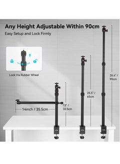 Generic For SMALLRIG aCamera Desk Mount,13"-35.4" Adjustable Table Camera Mount, Telescopic Extension Arm 3992, Suitablefor Camera, Ring Light, Live Streaming, Photo Video Recording, Vlog, Max Load 10kg  - Image 3