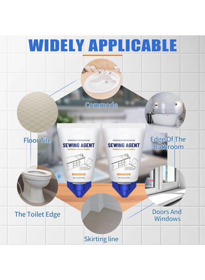 CMGTYYD - 2Pack Tile Grout Paint, Cement Crack Filler, Grout Sealer for Shower Tile, Floor Tile, and More - Complete Solution for Filling Cracks and Gaps in Tile Surfaces, Easy and Safe to Use(White) - Image 1