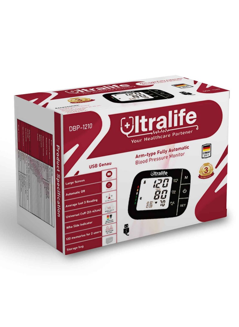 Ultralife - Blood Pressure Monitor Arm Type- USB -Genau (DBP-1210) - Image 1