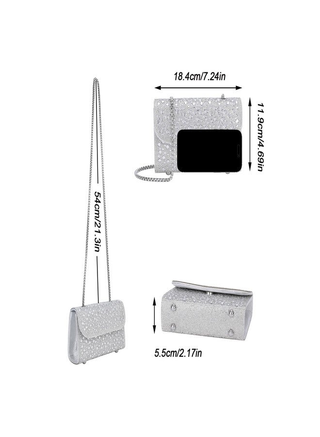 Ayliss Evening Bag Clutch Purses for Women Formal Dressy Evening Handbags Crossbody Bag for Wedding Cocktail Prom Party (Silver) - Image 3