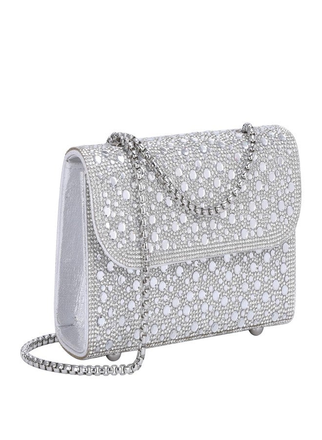 Ayliss Evening Bag Clutch Purses for Women Formal Dressy Evening Handbags Crossbody Bag for Wedding Cocktail Prom Party (Silver) - Image 2
