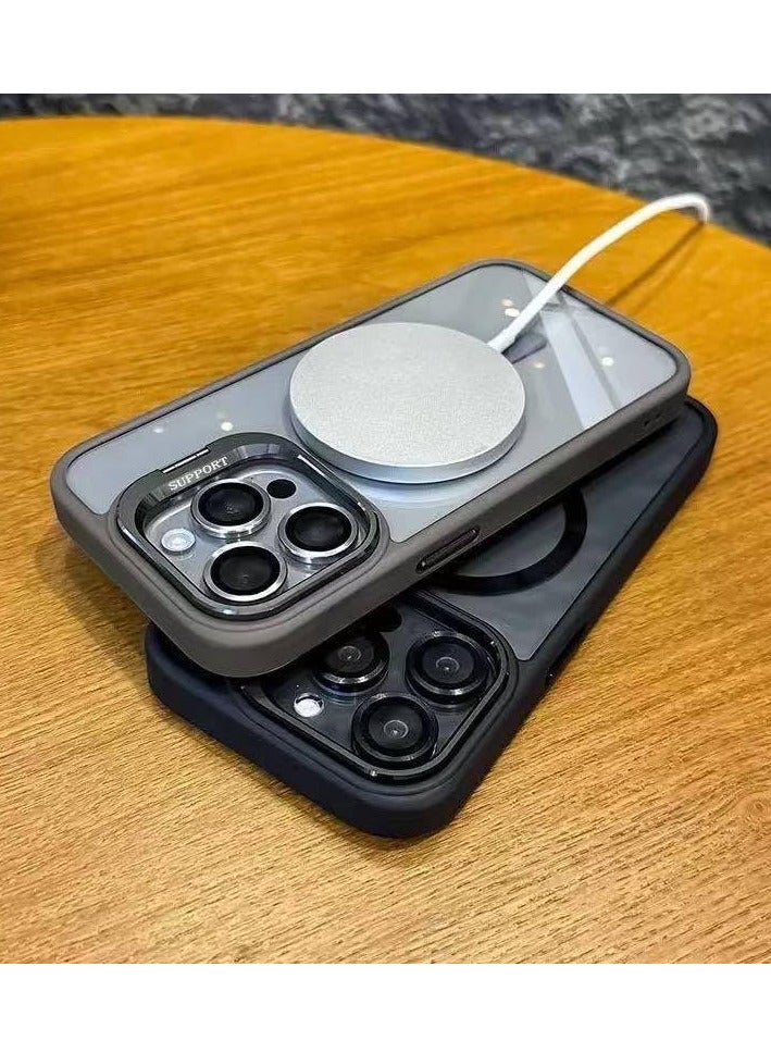 Transparent Magnetic Phone Case with Camera Lens Protection For iPhone 14 Pro Max, Ring Stand, Mag*Safe Compatible with iPhone 14 Pro Max (gray titanium, iPhone 14 Pro Max) - Image 2