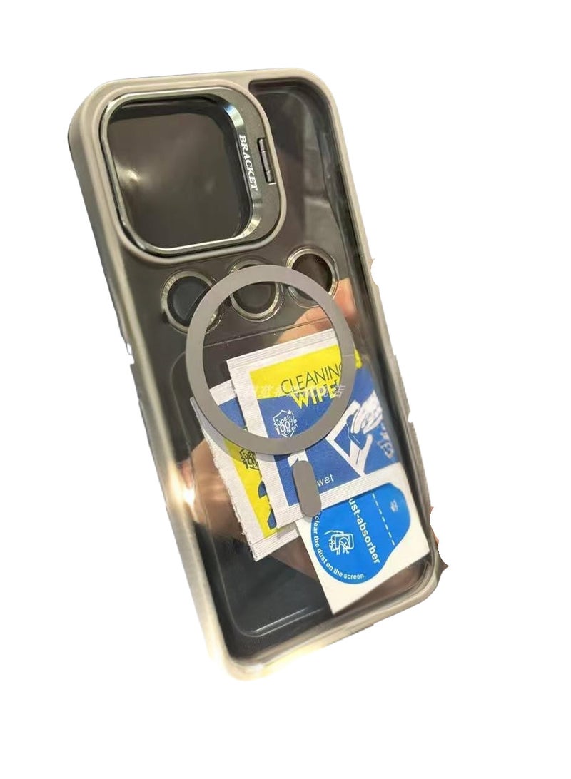 Transparent Magnetic Phone Case with Camera Lens Protection For iPhone 14 Pro Max, Ring Stand, Mag*Safe Compatible with iPhone 14 Pro Max (gray titanium, iPhone 14 Pro Max) - Image 1