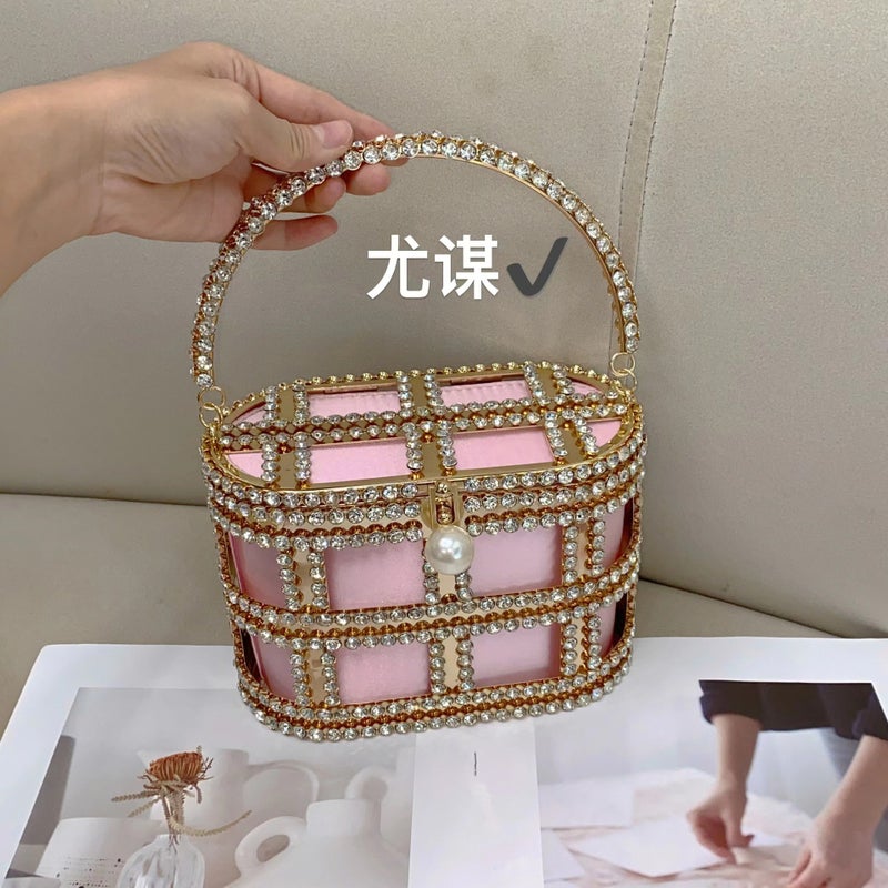 New Diamond Birdcage Bag Diamond-Encrusted Fashion Evening Bag Women'S Handbag Metal Chain Evening Bag - Image 3