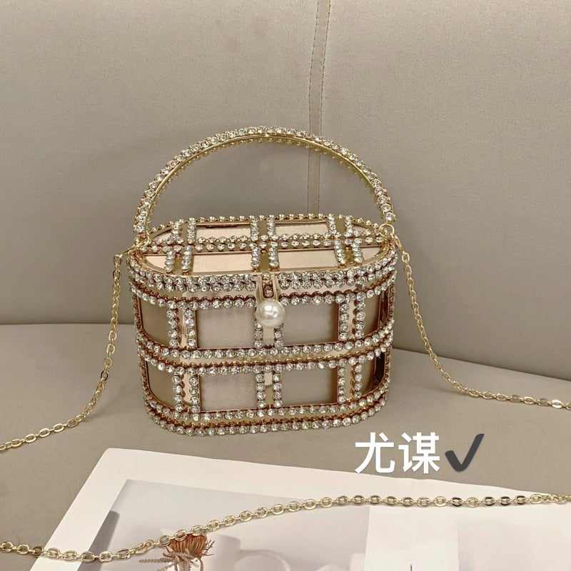 New Diamond Birdcage Bag Diamond-Encrusted Fashion Evening Bag Women'S Handbag Metal Chain Evening Bag - Image 1
